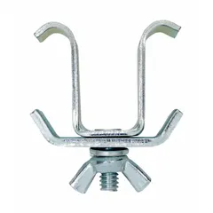 Steel S-hook connector kit for MetroMax Q Industrial Plastic Shelving. Includes one intermediate bracket. Silver finish. Dimensions: 1 in x 1 13/16 in x 2 in. Used to secure intermediate shelf supports in shelving systems.