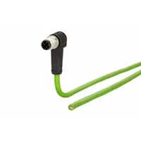 METZ CONNECT M12 Cable: Cat5/PROFINET, M12 Plug Male Right Angle x Bare Wire, 2 m Lg, PUR, Green, D (MPN 142M1D90020)