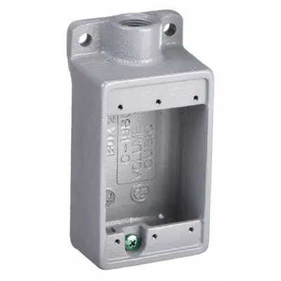 HUBBELL KILLARK Electrical Box: Iron, Rectangular, 1 Gangs, 1/2 in Hub Size, 18 cu in Capacity - Iron Weatherproof Electrical Boxes