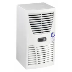 This RITTAL air conditioner is a wall-mount, cooling-only unit rated at 3,037 BtuH. It operates on 115 V and is designed for indoor dust-tight applications. Suitable for cooling electrical enclosures to protect sensitive components from overheating.