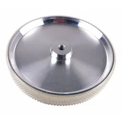 Measuring wheel for use with an encoder to convert rotary motion into linear distance or speed measurement. Suitable for industrial automation, material handling, and packaging applications where precise linear position or velocity feedback is required.
