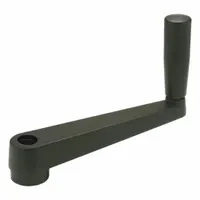 Zinc crank handle with a revolving plastic grip for manual actuation. Features a 3/8 in bore diameter and 1.97 in handle length. Suitable for operating valves, machine slides, and other industrial equipment where repetitive hand motion is required