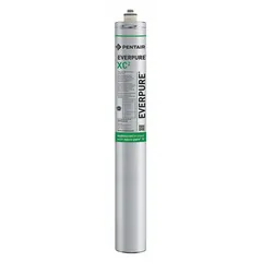 Quick-connect water filter for drinking fountains and beverage machines. Reduces cysts. Features Agion antimicrobial filter media. Flow rate 1.7 gpm, capacity 12,000 gal, overall height 25 1/4 in.