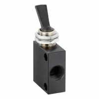 PNEUMADYNE INC Manual Air Control Valve: Three-Way, 1/8 in Female NPT, Toggle, Aluminum, Detent (MPN C040101)