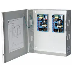 The ALTRONIX SAV182D is a power supply board housed in a steel enclosure. It accepts dual input voltage of 115V or 230V AC. This unit is suitable for use in security, access control, and industrial automation systems requiring a regulated power source.