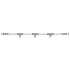 This single ledge is designed for front-to-back placement on plastic shelving systems to help organize items and prevent them from sliding off. Constructed of 304 stainless steel with a taupe finish, it measures 3 7/8 in x 1 5/16 in. Suitable for use in commercial kitchens, warehouses, and retail displays.