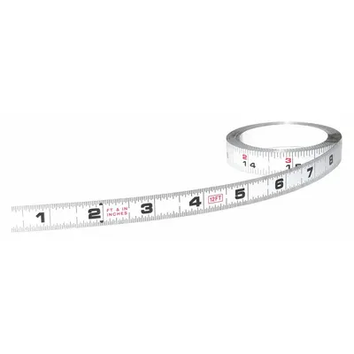 US TAPE Adhesive Backed Tape Measure: SAE, Inch, Decimal, Left to Right, 1/2 in Overall Wd - Inch Adhesive Tape Measures