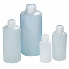 Polypropylene Narrow Mouth Round Lab Bottle, 500 mL, Colorless, with Closure