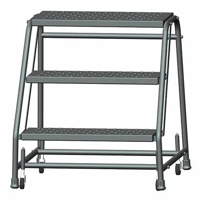 BALLYMORE Step Stool: 2.4 ft Overall Ht, 450 lb Load Cap, 3 Steps, Steel - Rolling Step Stools