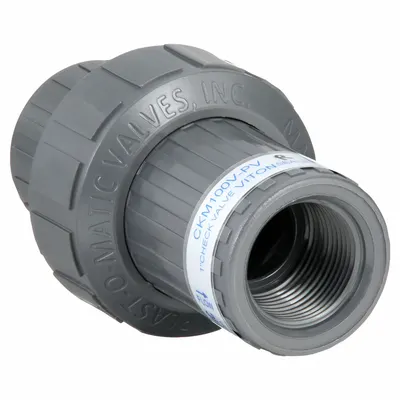 PLAST-O-MATIC Check Valve: Diaphragm, Inline Valve Body, 1 in Pipe Size, FNPT x Socket - PVC Inline Diaphragm Check Valves