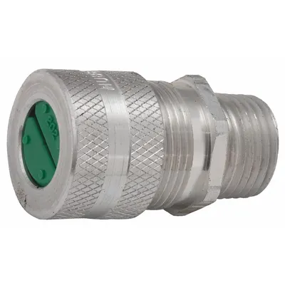 RACO Enhanced Rating Cord Connector: Aluminum, 3/4 in MNPT, 0.50 in to 0.63 in - Straight Hazardous Location Metallic Cable Grips