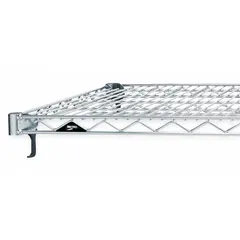 Steel wire shelf with chrome finish for dry environments. Quick-adjust design, NSF approved, rated for 600 lb. Suitable for organizing dry goods, supplies, and equipment in commercial kitchens, warehouses, and retail backrooms.