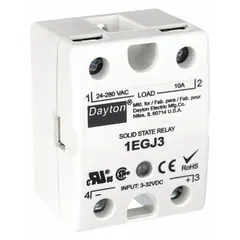 This surface-mounted solid state relay features a Triac AC output with a Form B switch configuration. It is DC-controlled, with a maximum output current of 10 A without a heat sink and an output voltage range of 24 to 280V AC. The relay has screw electrical connections and is finger safe. Typical applications include switching AC loads in industrial automation, HVAC, and process control systems.