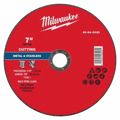 MILWAUKEE 49-94-0033 Type 1 Cut-Off Wheel - General Purpose Cut-Off Wheels for Carbon & Stainless Steel