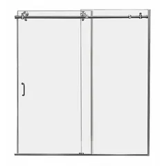 This frameless sliding and panel bathtub door features a silver door frame finish and clear tempered glass with a 3/8 in thickness. The overall height is 62 in. It is designed to enclose a bathtub, preventing water splash while providing a modern, open look. Commonly installed in residential bathrooms during new construction or renovation.