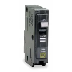 Single-pole, plug-in miniature circuit breaker rated 40 A at 120V AC. Provides overcurrent protection with a maximum interrupting rating of 10 kA at 120/240V AC. For use in QO load centers and NQ panelboards in branch circuit applications.