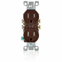 LEVITON Receptacle: Duplex, 5-15, Brown, 125V AC, 15 A, 2 Pole / 3 Wire (MPN T5320)