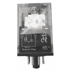 This plug-in relay from the MK-S Series features a DPDT contact configuration with an octal base and round pins. Rated for 10 A at 30V DC (resistive load) and 12V DC coil voltage, it is suited for switching resistive loads in industrial control panels, automation systems, and machinery.