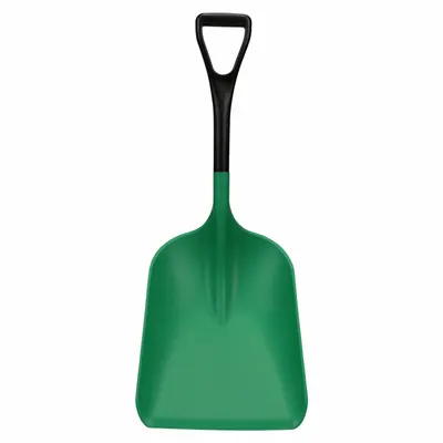 VIKAN Industrial Shovel: Square Point, 1 Ribs, Plastic, #4 Blade Size, 14 in Blade Wd - All-Plastic Industrial Shovels
