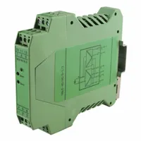 This process input signal conditioner operates on 24V DC and mounts on a DIN rail. It is used to condition and distribute control signals in industrial automation and process control systems. Overall dimensions: 3.8 in depth, 4.5 in height, 0.69 in width