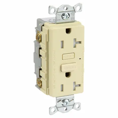 BRYANT GFCI Receptacle: Duplex, 5-20, Ivory, GFCI, 125V AC, 20 A, 2 Pole / 3 Wire (MPN GFT20I) - General Purpose Receptacles