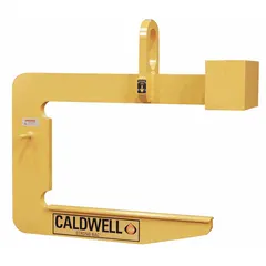 Coil C-hook lifter for handling steel coils with overhead cranes. Max load capacity 20,000 lb, max coil diameter 12 in, max coil width 60 in.