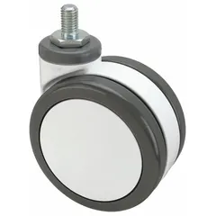 Twin-Wheel Threaded Stem Caster for Medical Equipment, 4 in Dia., 2.5 in Wd, 120 mm Mounting Ht, M12 Stem