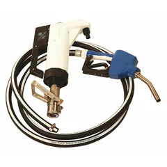 This lever-operated piston pump delivers 10 oz of diesel exhaust fluid per stroke. It features a polypropylene housing, polyethylene suction tube, and includes a hose, nozzle, and spout. Suitable for transferring DEF from drums or tanks.