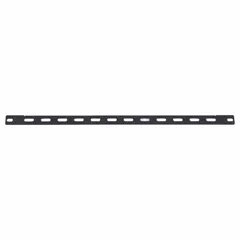Set of 10 steel cable lacing bars for organizing and securing cables in standard 19-inch racks. Each bar measures 19 inches wide, 7/8 inches high, and 1/4 inch deep, with a black finish. Includes mounting hardware for installation. Used to manage cable bundles and provide strain relief in server racks and AV equipment enclosures.