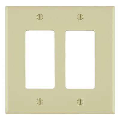 LEVITON Wall Plate: Duplex Outlet, 2 Gang, Ivory - General Purpose Wall Plates