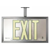 Photoluminescent Exit Sign with Frame, Post Mount and Kit: Aluminum, Mounting Holes Sign Mounting (MPN 4240-00-NIB-0241)