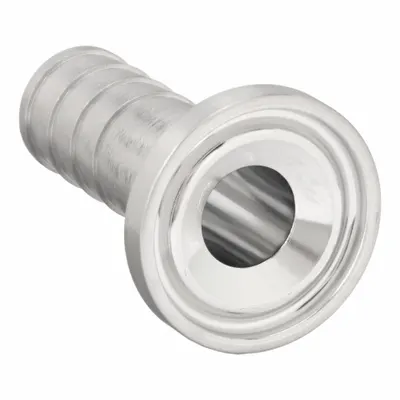 MAXPURE Sanitary Fitting Adapter: Straight, 1 in OD x 1 in OD Size, Barbed/Clamp - 316 Stainless Steel Sanitary Tube Fittings