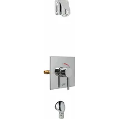 This shower faucet with fixed showerhead is constructed with a brass showerhead and a chrome-plated finish. It delivers a fixed flow rate of 2 gpm. Suitable for commercial and institutional restroom applications where consistent water flow is required.