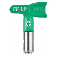 Airless spray gun tip with 0.01 in orifice size, color-coded green. Includes guard combination. Compatible with RAC X series and model 246215. Used for applying coatings to metal, wood, and concrete surfaces in finishing and maintenance tasks