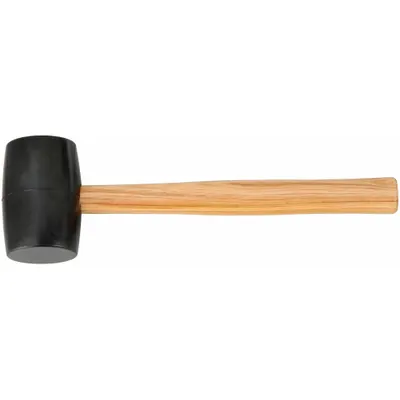 STANLEY Rubber Mallet: Wood Handle, 18 oz Head Wt, 2 3/8 in Dia, 3 15/16 in Head Lg - Rubber Mallets