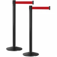 Belt Barrier System: 40 in Post Ht, 10 ft Belt Lg, Red, 2 No. of Posts, No Pattern, No Message (MPN P101SB-RD-2PK)