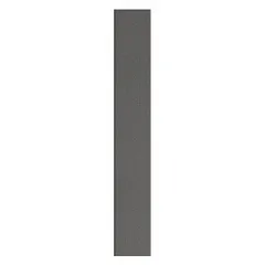 This pilaster is a plastic polymer column for bathroom partitions, measuring 82 inches in height, 12 inches in width, and 1 inch in thickness. It has a black pebble finish and a polymer inner core. Used to provide structural support and privacy in commercial restroom stalls.
