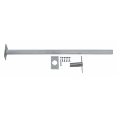 This replacement ladder rung is constructed of ribbed aluminum for slip resistance. It is used to repair or replace damaged rungs on compatible ladders in industrial maintenance, construction, and facility repair settings.