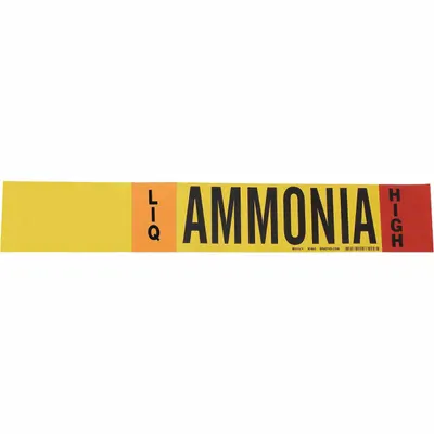 BRADY Pipe Marker: LIQ, High, Fits 2 1/2 to 7 7/8 in Pipe O.D., 1 Pipe Markers - Ammonia Adhesive Pipe Markers