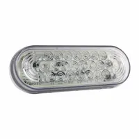 Rectangular LED warning light with amber/red output, bracket mount, and plug connection. Operates on 12V DC with one flash pattern. SAE Class 2 rated for use on vehicles requiring perimeter hazard warning in low-light conditions