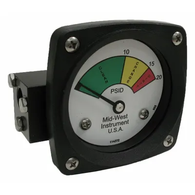 MIDWEST INSTRUMENT 3-Color Differential Pressure Indicator: 1,000 psig Max - Differential Pressure Indicators