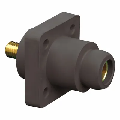 LEVITON Single Pole Receptacle: Black, Straight Ball Nose Mating, Threaded Stud Termination - Receptacles with Threaded Stud Terminations