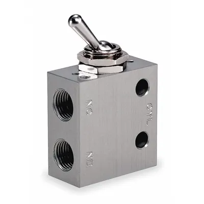 ARO Manual Air Control Valve: MaxAir, Three-Way / Two-Position, Toggle, Gray - ARO MaxAir Series Manual Air Control Valves