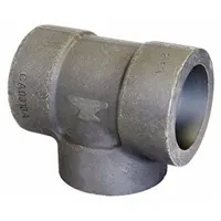 This steel pipe tee features three female socket connections sized 1 in x 1 in x 1 in, designed for socket-weld joining in extreme-pressure piping systems. It is used to split or combine flow in high-pressure industrial applications requiring leak-resistant joints