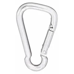 This load-rated spring snap features a solid gate and a working load limit of 1,320 lb. It is intended for non-lifting applications such as securing loads or tethering equipment where a high-strength connection is required.