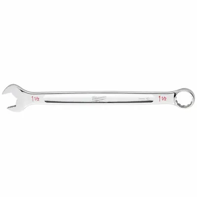 MILWAUKEE Combination Wrench: Steel, Chrome, 1 1/2 in Head Size, 20 1/8 in Overall Lg - SAE 12-Point Combination Wrenches