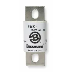 Fast-acting bolt-on fuse rated 800 A at 250 V AC and 250 V DC. Part of the FWX series, designed for overcurrent protection in power electronic circuits such as variable frequency drives, UPS systems, and rectifiers.