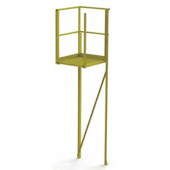 This steel turn platform provides a stable elevated work surface for industrial material handling tasks. With an 8.5 ft overall height and yellow finish, it is suited for assembly lines, maintenance, and warehouse operations requiring safe access to elevated areas.