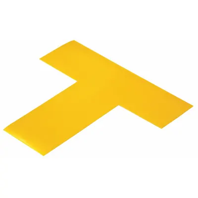 MIGHTY-LINE Floor Marking Tape: T, Solid, Yellow, No Legend, 2 in x 6 in, 55 mil Tape Thick - T-Shaped Floor Marking Tape