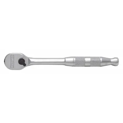 PROTO Hand Ratchet: Pear, Reversible, 7 1/2 in Overall Lg, Chrome, 4° Min Arc Swing - Standard-Head Ratchets